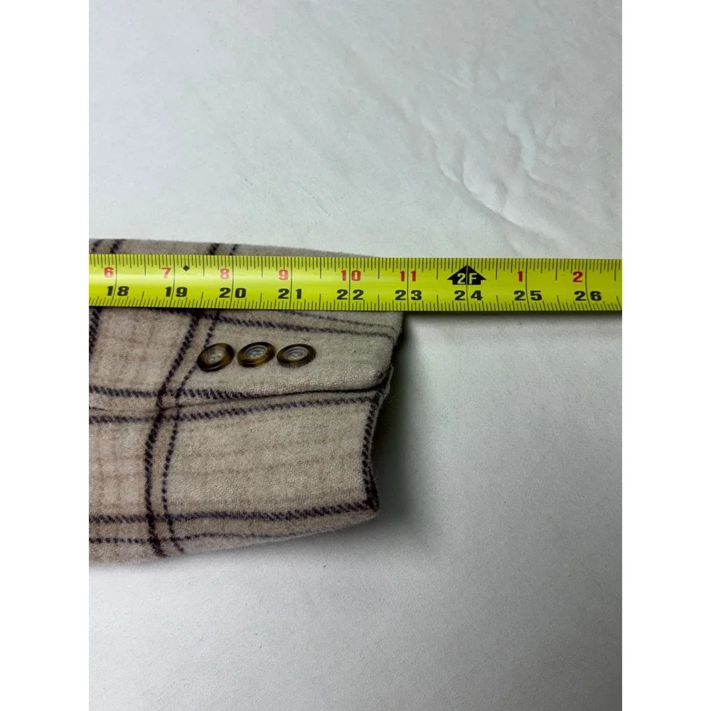 LL Bean Wool Cashmere Plaid Blazer Jacket Beige‎ Tan 10P Petite 0WL13
